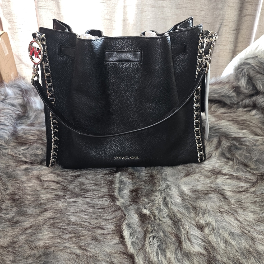 Michael Kors Black Leather Chain Shoulder Bag